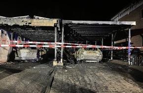 Kreispolizeibehörde Euskirchen: POL-EU: Carports komplett ausgebrannt