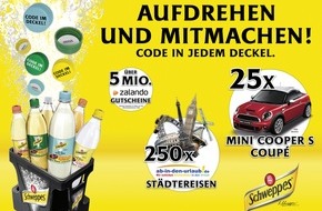 Schweppes: Jetzt bei Schweppes! Code in jedem Deckel / Schweppes startet nationale Deckelcode-Aktion (mit Bild)