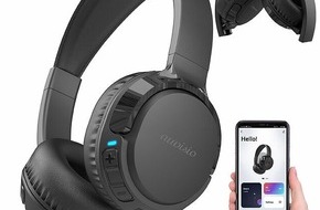 PEARL GmbH: Kabelloser Musikgenuss mit intelligenter App-Steuerung: auvisio Smartes Over-Ear-Headset OHS-300.app mit Bluetooth 5.3, Akku, App, Equalizer