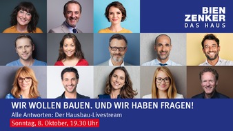 Bien-Zenker GmbH: So gelingt der Hausbau! Beim Bien-Zenker Hausbau-Livestream zeigen Bauherren und Experten, wie Baufamilien ihren Haustraum verwirklichen können / Sonntag, 8.10., 19.30 Uhr, youtube.de/@Bien-Zenker