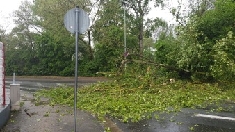 Polizeidirektion Bad Kreuznach: POL-PDKH: Unwetter führt zu Verkehrsbeeinträchtigungen und umgestürzten Bauzäunen im Dienstgebiet der PI Bad Kreuznach