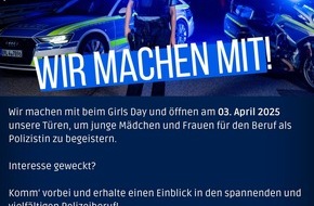 Polizeipräsidium Rheinpfalz: POL-PPRP: Girls'Day 2025 - Das Polizeipräsidium Rheinpfalz macht mit!