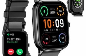 PEARL GmbH: KI-Unterstützung beim Training und im Alltag: newgen medicals Fitness-Smartwatch mit ChatGPT PW-600.ai, AMOLED-Display, digitale Krone, IP68