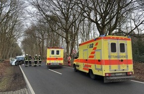 Freiwillige Feuerwehr Aurich: FW-AUR: Baum-Aufprall rei&szlig;t Motorblock aus PKW