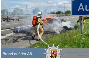 Polizeidirektion Neustadt/Weinstraße: POL-PDNW: Polizeiautobahnstation Ruchheim - Brennender Anhänger führt zu kurzfristiger Vollsperrung