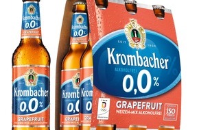 Krombacher Brauerei GmbH & Co.: Krombacher forciert weiter das Angebot an alkoholfreien Produkten / Der natürliche Durstlöscher Krombacher o,0% jetzt auch als Grapefruit Weizen-Mix