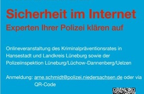 Polizeiinspektion Lüneburg/Lüchow-Dannenberg/Uelzen: POL-LG: ++ "schnelle Anmeldung erforderlich! -> 2.Lüneburger Präventionsforum als Online-Veranstaltung am 11.11.21 ++ "Sicherheit im Internet - Experten Ihrer Polizei klären auf" ++