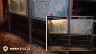 Bundespolizeidirektion München: Bundespolizeidirektion München: Aus Sachbeschädigung wird Widerstand und Tätlicher Angriff: Glasscheiben von Informationstafeln am Bahnsteig zerstört