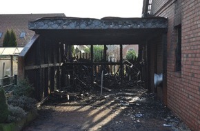 Polizeiinspektion Nienburg / Schaumburg: POL-NI: Brand eines Carports - Wohnhaus kann gerettet werden  -Bild im Download-