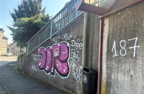Polizeidirektion Neuwied/Rhein: POL-PDNR: Stützmauer mit Graffiti beschmiert