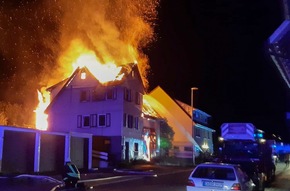 KFV-CW: Gebäudebrand in Ortsmitte von Bieselsberg. Gebäude unbewohnt und nun Einsturzgefährdet.