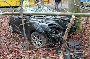 Kreispolizeibehörde Höxter: POL-HX: Von der Straße abgekommen und gegen Baum geprallt