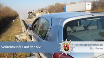 Polizeidirektion Neustadt/Weinstraße: POL-PDNW: Polizeiautobahnstation Ruchheim - Unfall mit Leichtverletztem auf A61