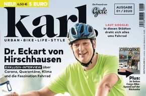 Motor Presse Stuttgart, KARL: Eckhart von Hirschhausen im großen KARL-Interview: "Ich bin extremer Fan von E-Bikes und Lastenrädern!"