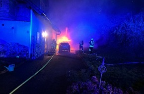 Feuerwehren VG Westerburg: FW VG Westerburg: Brand in Garage greift auf Wohnhaus über - Bewohner bleiben unverletzt
