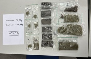 Polizeipräsidium Südhessen: POL-DA: Bensheim: Insgesamt mehr als ein halbes Kilo Marihuana und Haschisch beschlagnahmt/Zwei Jugendliche vorläufig festgenommen