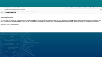 Polizeipräsidium Mittelhessen - Pressestelle Marburg-Biedenkopf: POL-MR: Betrug-E-Mails im Namen der Krimnalpolizei im Umlauf