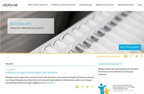 AbbVie Deutschland GmbH & Co. KG: Aktuelle Themen und Debatten rund um Original-Biologika/Biosimilars jetzt auf biologika-info.de