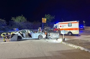 Feuerwehr Weinheim: FW Weinheim: Mercedes und BMW verunfallen auf der Westtangente