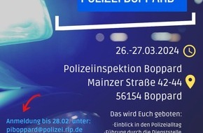 Polizeidirektion Koblenz: POL-PDKO: Schnuppertage der PI Boppard im März