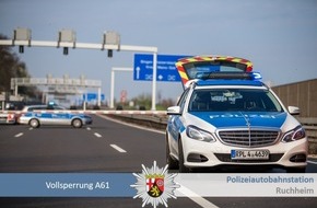 Polizeidirektion Neustadt/Weinstraße: POL-PDNW: Polizeiautobahnstation Ruchheim - Vollsperrung A61 aufgrund Verunreinigung