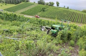 Polizeipräsidium Trier: POL-PPTR: Traktorunfall im Minheimer Weinberg