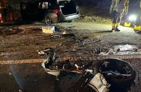 Freiwillige Feuerwehr Menden: FW Menden: Schwerer Verkehrsunfall in Oberrödinghausen - Drohne verhindert Landung des Rettungshubschraubers