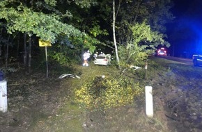 Polizeiinspektion Celle: POL-CE: Unterlüß - PKW kommt von Fahrbahn ab und "fällt" drei Bäume