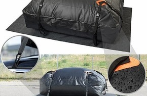 PEARL GmbH: Lescars Wasserdichte Dachtasche aus reißfester PVC-Plane mit Matte, 425 Liter: Zusätzlicher Stauraum auf Urlaubsfahrten & Camping-Ausflügen