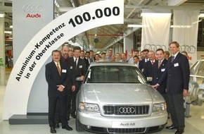 Audi AG: Aluminium-Leichtbau in der Oberklasse: 100.000ster Audi A8 produziert
