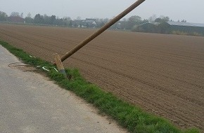 Polizei Düren: POL-DN: Hoher Sachschaden an Holzmast und Kabel