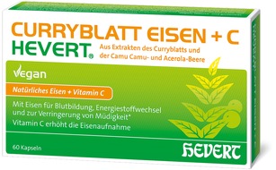 Hevert-Arzneimittel GmbH & Co. KG: Neu: Curryblatt Eisen + C Hevert - mit rein pflanzlichem Eisen und Vitamin C