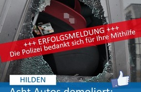 Polizei Mettmann: POL-ME: Mehrere tausend Euro Schaden: Betrunkener Hildener demoliert acht Autos - Hilden - 2002012