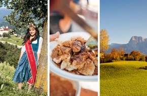 Tourismusgenossenschaft Klausen, Barbian, Feldthurns und Villanders: Die 5. Jahreszeit in Südtirol beginnt, wenn die Törggelekönigin den kulinarischen Herbst eröffnet