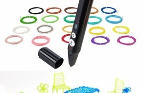 PEARL GmbH: 3D-Kreationen auch unterwegs erstellen: FreeSculpt Kompakter 3D-Stift, USB-C-Stromversorgung, 20 bunte PLA-Filamente