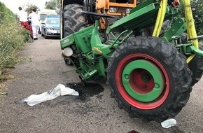 Polizeidirektion Neustadt/Weinstraße: POL-PDNW: PI Grünstadt - Traktorfahrer schwer verletzt