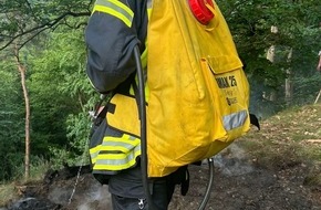 Freiwillige Feuerwehr Bad Honnef: FW Bad Honnef: Vegetationsbrand in abgelegener Hanglage - 70 Kräfte im Einsatz