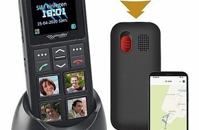 PEARL GmbH: Per Tastendruck Angehörige anrufen oder im Notfall Hilfe anfordern: simvalley Mobile 4G-Senioren-Handy RX-850 mit Garantruf Easy, 4 Kurzwahl-Foto-Tasten, GPS, App