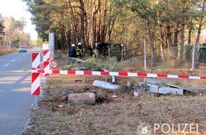 Polizeipräsidium Westpfalz: POL-PPWP: Mit über 2 Promille Unfall gebaut