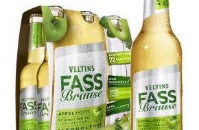 Brauerei C. & A. VELTINS GmbH & Co. KG: Veltins Fassbrause Apfel-Kräuter komplettiert Geschmackstrio für spritzigen Genuss ohne Reue (BILD)