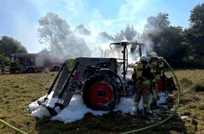 Feuerwehr VG Asbach: FW VG Asbach: Traktor brennt bei Buchholz Wallau