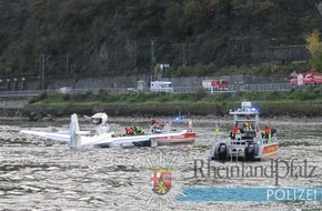 Polizeipräsidium Einsatz, Logistik und Technik: PP-ELT: Notwasserung eines Sportflugzeuges auf dem Rhein zwischen den Ortslagen Oberwesel und St. Goar