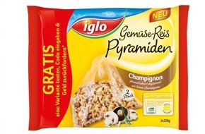 iglo Deutschland: Knackig, ausgewogen, lecker: Mit den einzigartigen Gemüse-Reis Pyramiden bringt iglo im Nu Genussmomente auf den Teller (BILD)