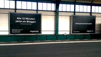 Mymoria GmbH: Alle 12 Minuten stirbt ein Blogger - Mymoria plakatiert zielgruppenorientiert vor der Digital-Konferenz Republica