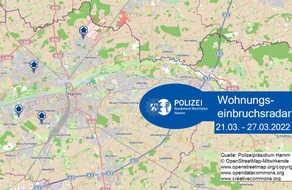 Polizeipräsidium Hamm: POL-HAM: Wohnungseinbruchsradar Hamm für die Woche vom 20. März bis 27. März 2022