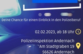 Polizeipräsidium Koblenz: POL-PPKO: Polizei Andernach bietet Einblicke in ihren Beruf
