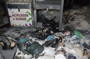 Kreispolizeibehörde Kleve: POL-KLE: Rees - Altkleider-Container angezündet / Zeugen gesucht