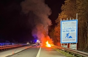 Feuerwehr Sprockh&ouml;vel: FW-EN: PKW-Brand auf Autobahn