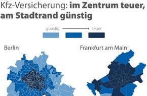 CHECK24 GmbH: Kfz-Versicherung: Gleiche Stadt, andere PLZ - Beitrag variiert um bis zu 21 Prozent