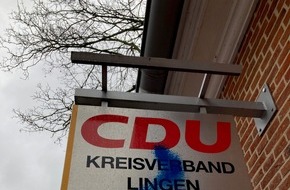 Polizeiinspektion Emsland/Grafschaft Bentheim: POL-EL: Lingen - Sachbeschädigung an der Kreisgeschäftsstelle der CDU